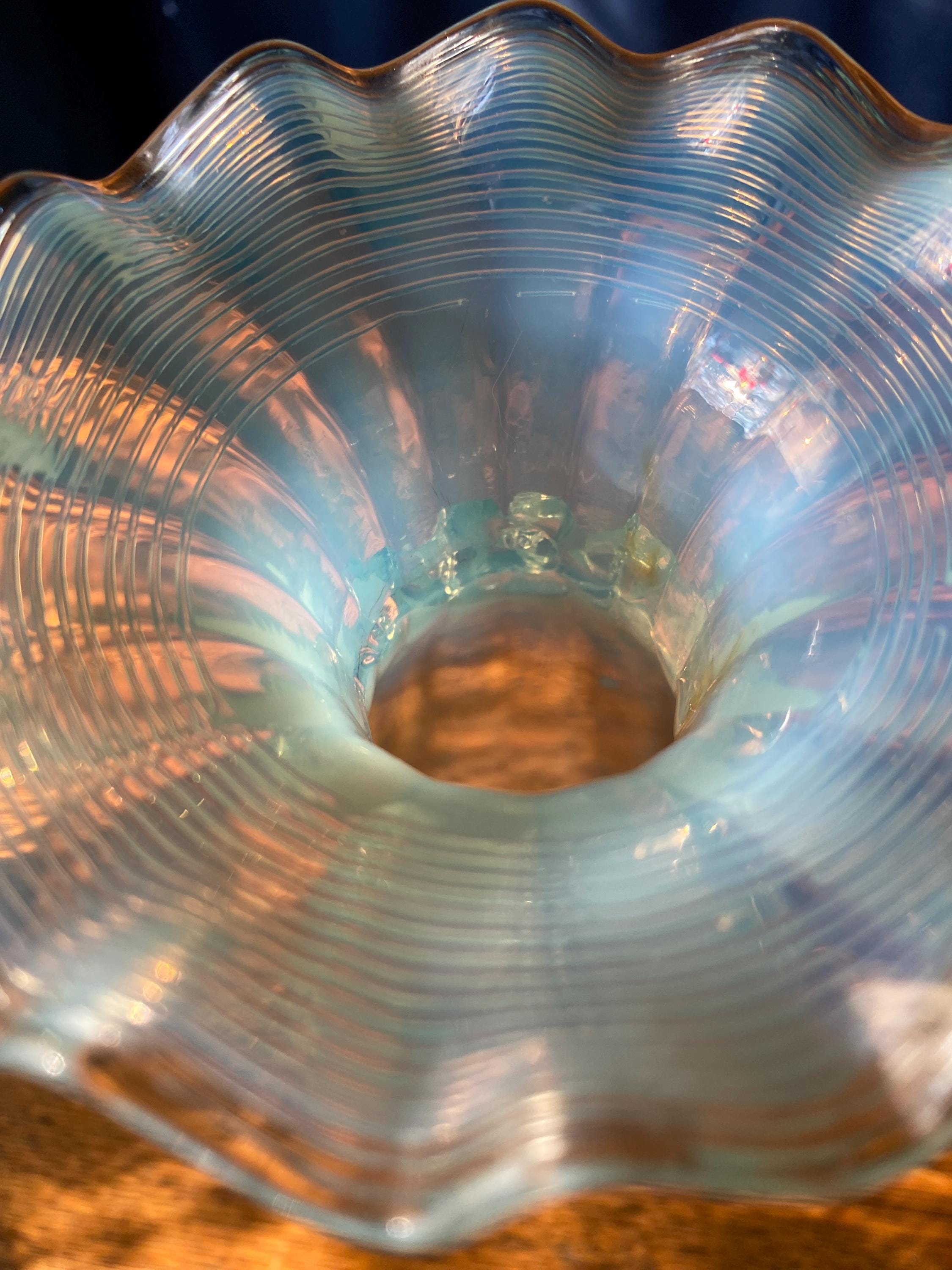 ヴィンテージ フェントン ブルー オパールセント ガラス 花瓶 - Etsy 日本