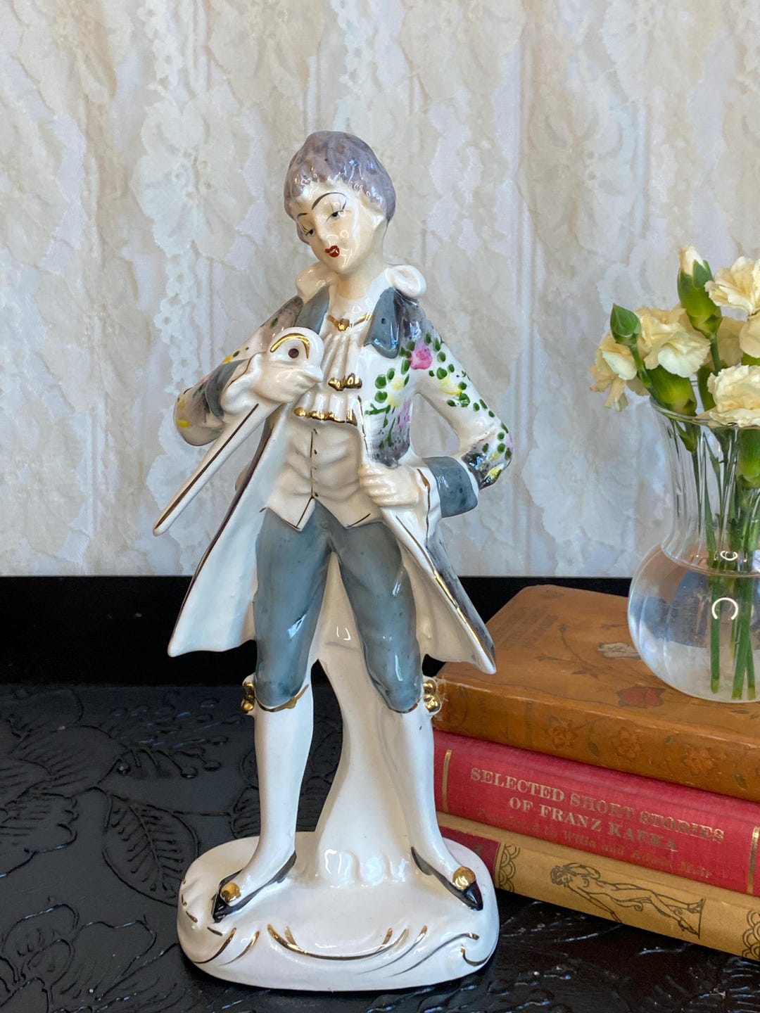 Whimsical Rococo Men Vintage Rococo Revival Porcelain Man in Fancy Dress Figurine With Gold ...
