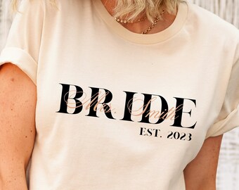 Personalized Mrs shirt Bride Last Name t-shirt Bride custom tee Bride Gift Mrs Custom Future Mrs Wedding Gift Bridal Shower Gift Engagement