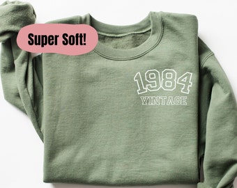 Custom 1984 Sweater, Classic 1984 Crewneck Sweatshirt, 40th Birthday Sweatshirt, Personalized Birthday Sweater, Gift for her, 40th Milestone