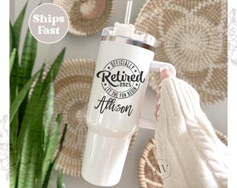 Personalized Retirement Teacher Gift 40oz Tumbler with Handle Retired Teacher Retirement 2025 Funny retirement Women's Retirement Gifts