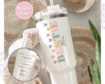 Best Friend Custom Tumbler Bestie Personalized Tumbler 40oz Tumbler Gift for Bestie Tumbler with Handle Boho Gift for Her Sister Best Friend
