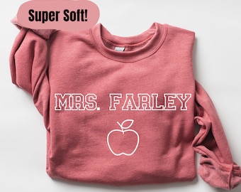 Personalized Apple Teacher Sweater, Teacher Appreciation Gift, Custom Crewneck for teacher, Team gift, Matching shirts, Educator gift