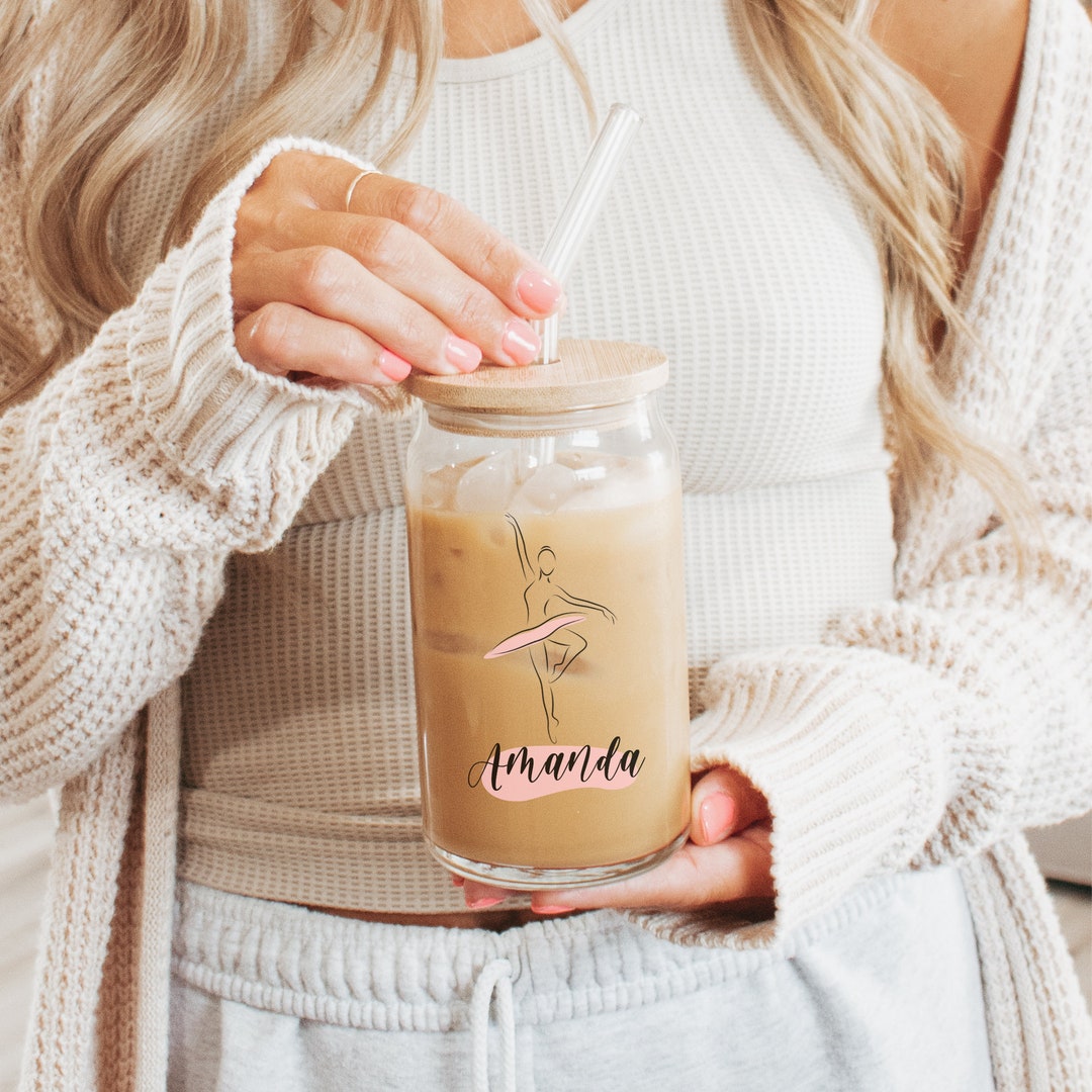 Dance Team Gift Iced Coffee Cup Ballet Dancer Gifts Glass Tumbler and ...