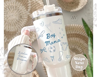 Personalized Boy Mama Tumbler Cute Custom Mom Life Gift Boy Mom Tumbler with Names Gifts for New Mom Birthday Tumbler Gift for Mom of Boys