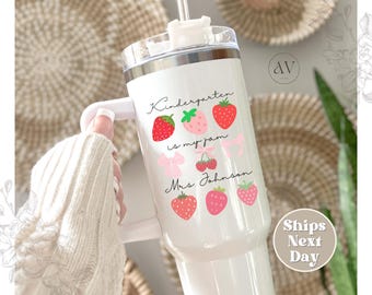 Custom Strawberry Teacher Tumbler Personalized 40oz Teacher Appreciation Gift for Teacher Name Tumbler Bulk Teacher Gifts Back to School