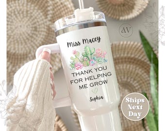 Personalized Succulent Lover Tumbler 40oz Custom Plant Lover Tumblr Never Enough Plants Teacher Appreciation Gift Thank you Gift Watercolor