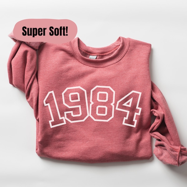 Custom Birth Year Sweater, Birthday gift for her, 1984 Sweatshirt, Birthday Crewneck Sweater, Custom year sweater