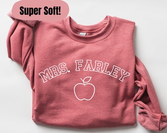 Personalized Apple Teacher Sweater, Teacher Appreciation Gift, Custom Crewneck for teacher, Team gift, Matching shirts, Educator gift
