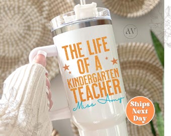 Custom Teacher 40oz Tumbler Life of a Teacher Tumbler Personalized Teacher Tumbler with Handle Gifts for Teacher Teacher Appreciation Gift