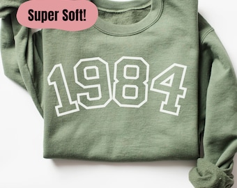 Custom Birth Year Sweater, Heather Blend Gildan Soft Sweater, Gift for her, 1984 Sweatshirt, Birthday Crewneck Soft Sweater, Custom Year