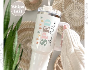 Personalized SPED Teacher Tumbler Special Education Teacher Grad Gift Sped Squad Teacher Appreciation Gift 40oz Custom Name Tumbler Bulk