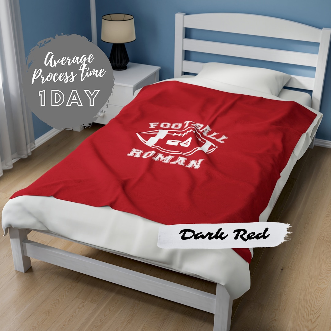 Blue Personalized Football Blanket, Custom Football Soft Cozy Velveteen