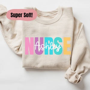 Personalized Nurse Sweatshirt,  Custom Nurse Sweater, Nurse Gift, Crewneck sweatshirt nurse