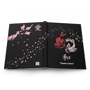 Sakura Harmony Personalized Journal: Yin Yang Koi Fish and Japanese Blossoms Hardcover Journal