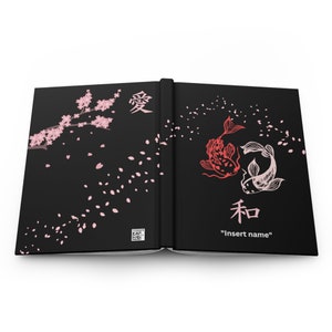 Sakura Harmony Personalized Journal: Yin Yang Koi Fish and Japanese Blossoms Hardcover Journal