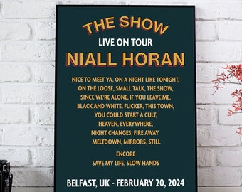 Custom Niall Horan The Show Live on Tour Setlist, Digitaldruck, Poster, Wandkunst, Wanddruck