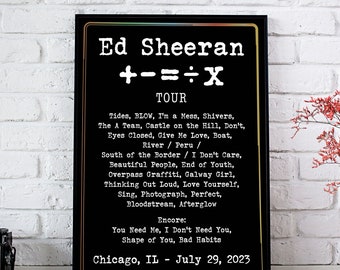 Custom Ed Sheeran, Mathematics Tour Setlist Poster, Digital Print, Wall Art, Poster, digital download print, printable wall art