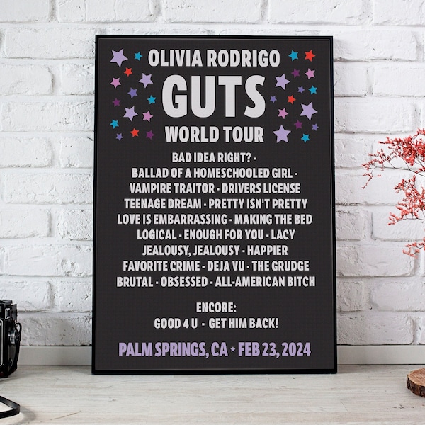 Custom Olivia Rodrigo Guts World Tour, Digital Print, Poster, Wall Art, Wall Print
