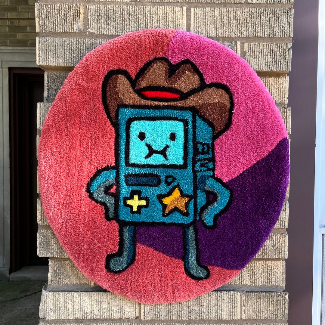 Adventure Time BMO Custom Handmade Tufted Accent Area Rug Wall Hanging ...