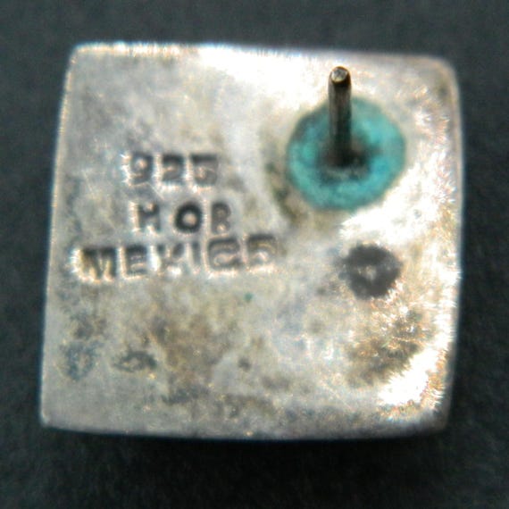 Square Linear Pattern SS925 Stud Earrings, signed… - image 2