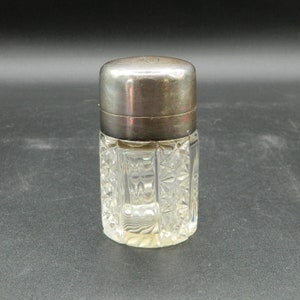 Antique Silver Cut Crystal Perfume or Smelling Salt Bottle
