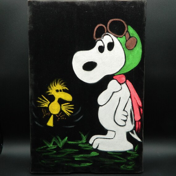 Snoopy and Woodstock Painting on Velvet - Etsy
