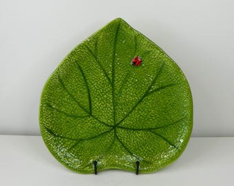 Pier 1 Ladybug Leaf Shaped Platter