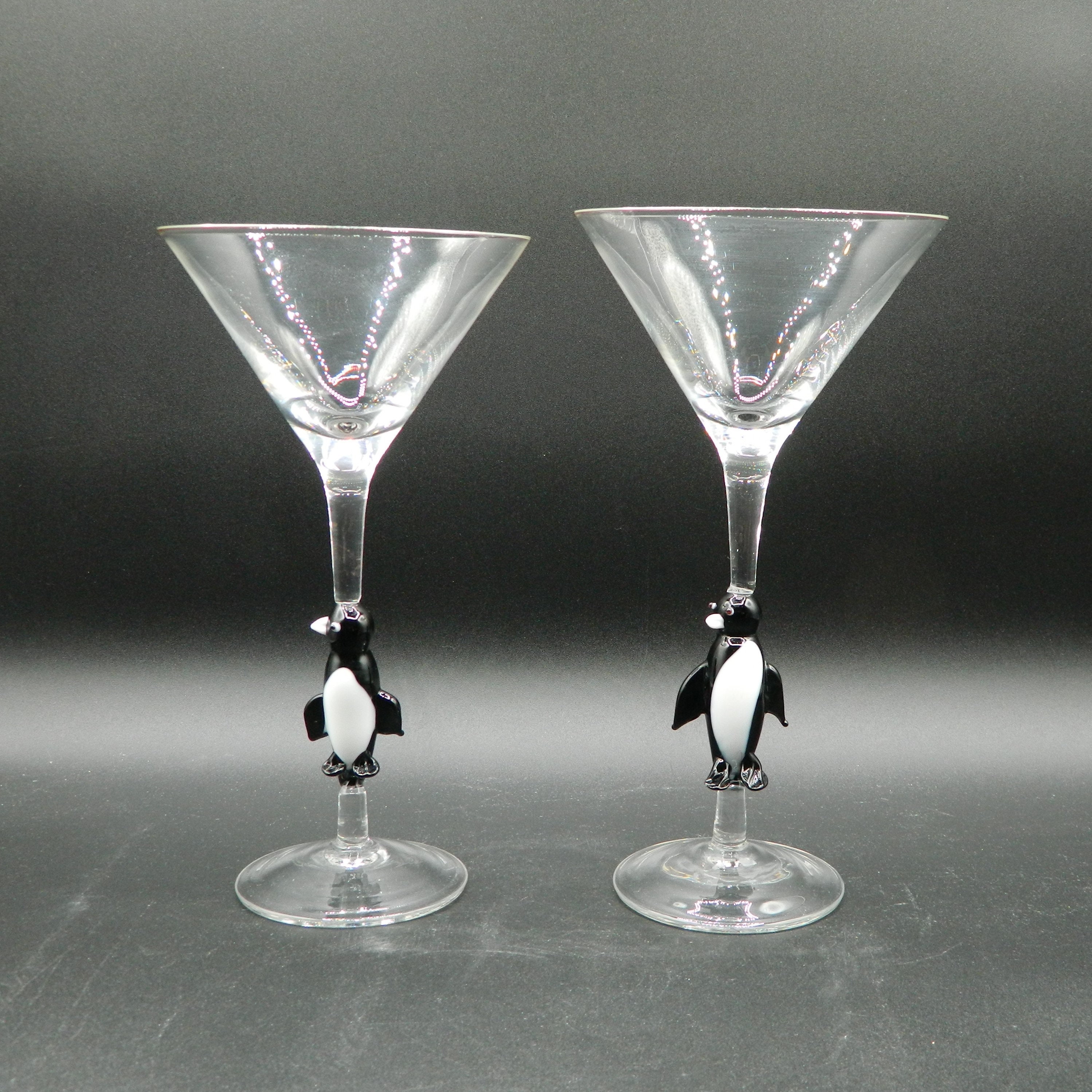 Christmas Crystal Martini Glasses, Cute Penguins Textured Glass, Holiday  Glassware, Margarita,barware, Wedding, Animal Cocktail Glass, 