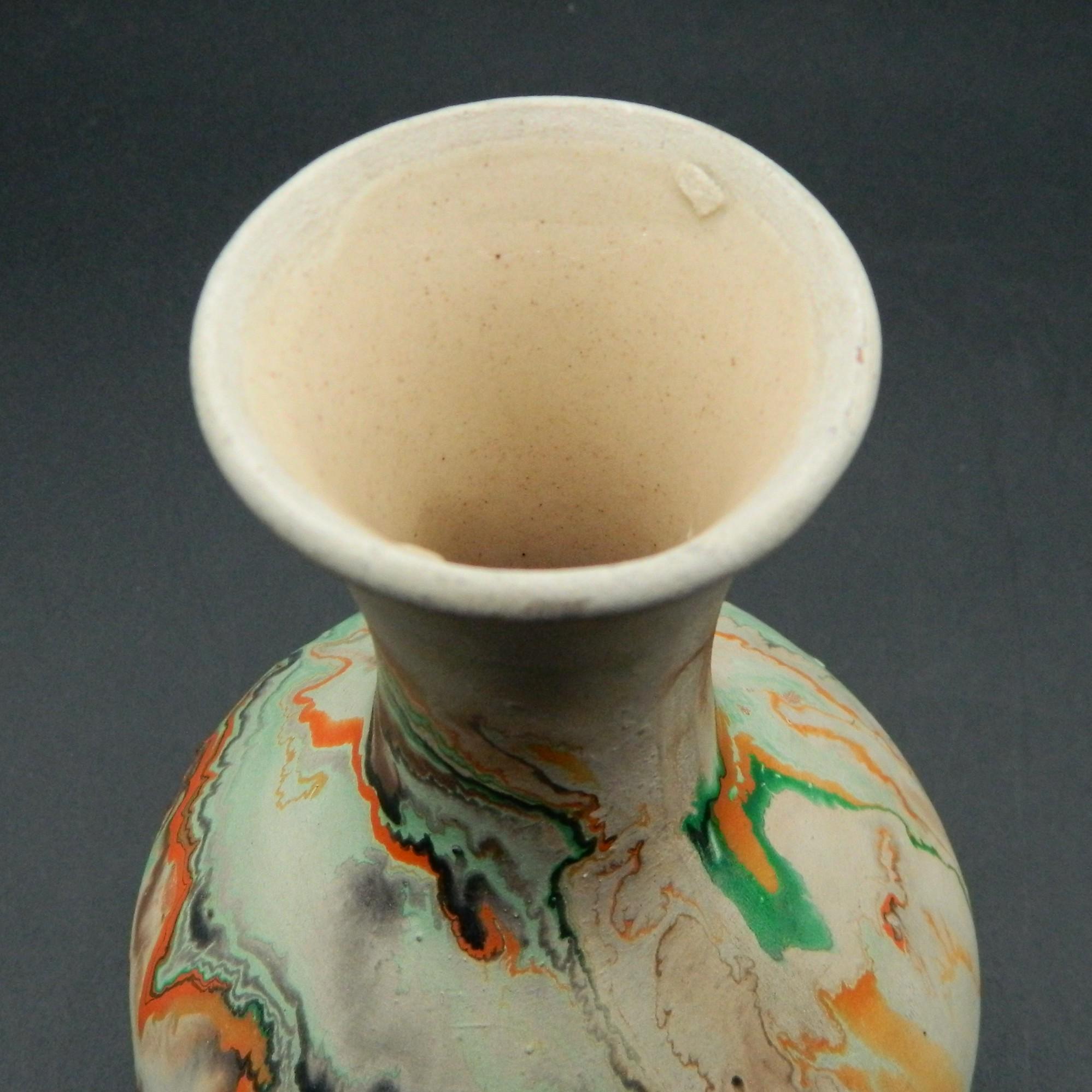 Nemadji Indian Pottery Native Clay Swirl Glaze Vase 6