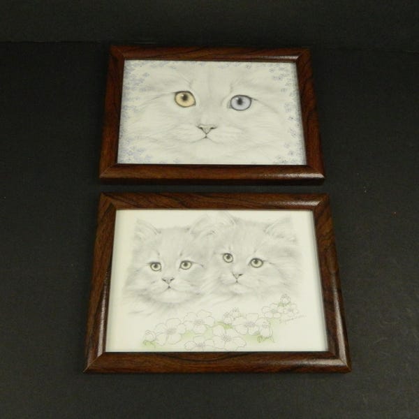 Cat Pencil Sketch Prints by Artist Virginia Miller- Set of 2