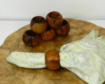 Juego de 6 servilleteros de madera de acacia