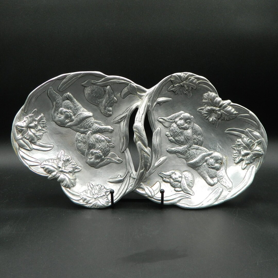 Arthur Court Bunny Rabbit 2-section Serving Dish With Handle, Signed ...
