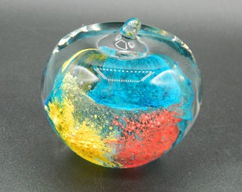 Paperweight Apple with blue, red and yellow swirl