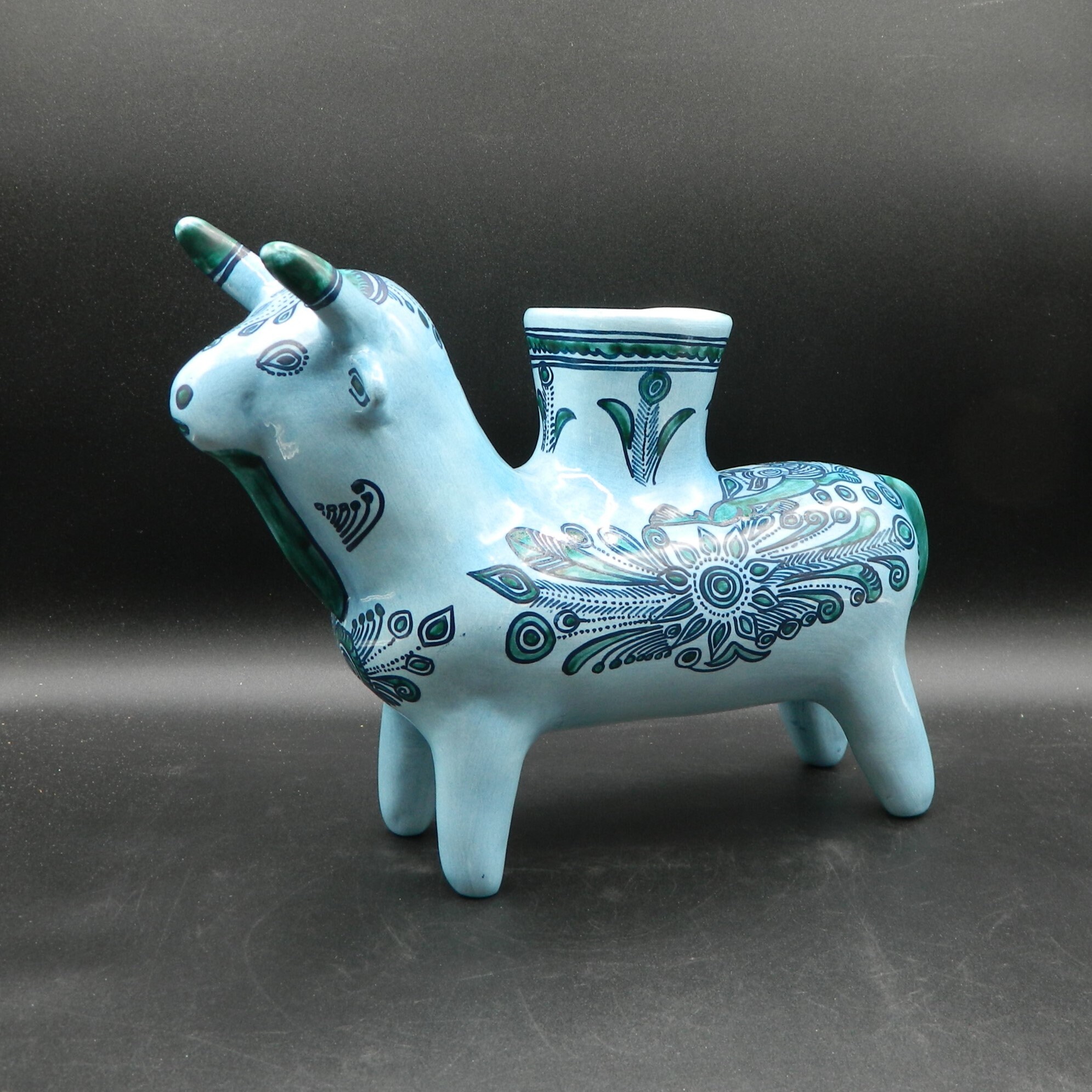 Felix Tissot Taxco Mexico Fantasia Figural Bull Vase 1960-1970