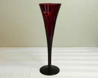 Hazel Atlas Amethyst Optic Swirl Champagne Glass 9.825"H
