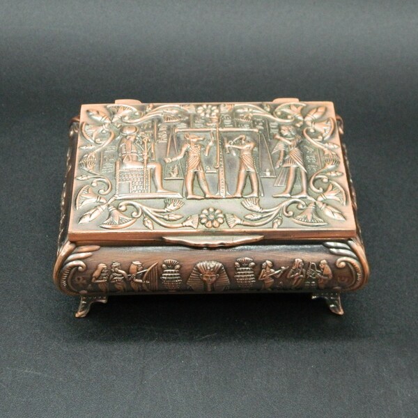 Egyptian Copper Wash Pewter Jewelry Box