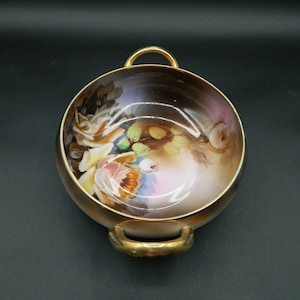 Nippon Morimura Hand Painted Handled Bowl with Roses