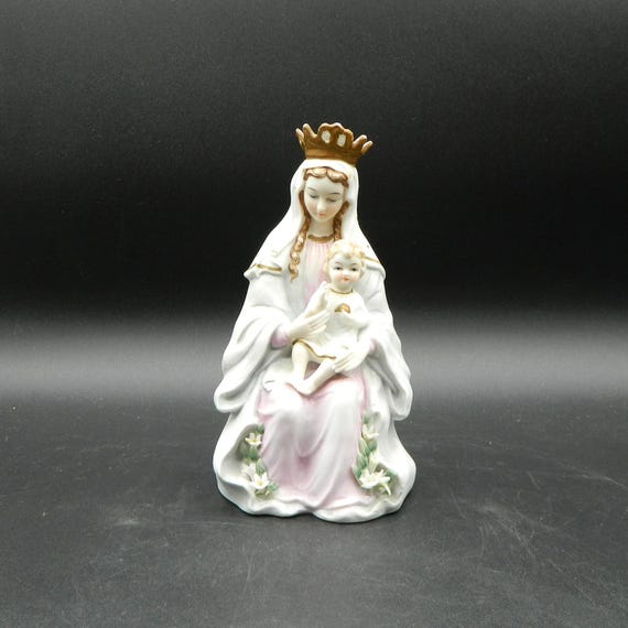 聖母子像 陶器聖水盤 スペイン サラマンカ製 聖母子像 陶器聖水盤