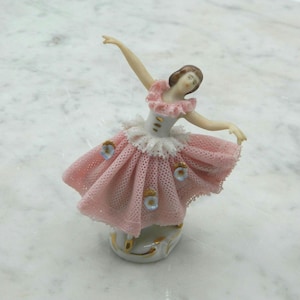 Porcelain Lacework Ballerina Figurine 3&quot;, marked Germany