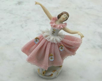 Porcelain Lacework Ballerina Figurine 3&quot;, marked Germany