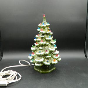 Ceramic Christmas Tree on Lighted Base 11.5&quot;H