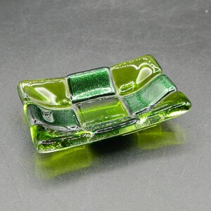 Fused Glass Green Trinket Ring Dish