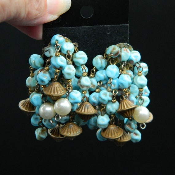 Hattie Carnegie Boho Beaded Earrings Clip-on - image 1