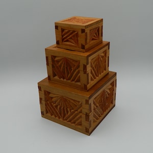 Celtic Star Hand-carved Nesting Boxes Set of 3