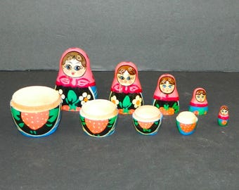 Russian Matryoshka Stacking Dolls- Strawberry Motif- 5 pc. Set