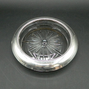 Sterling Silver and Glass Wine Champagne Bottle Coaster, Frank M Whiting Co, ca. 1920&#39;s