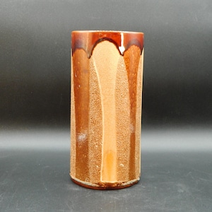 Hawaiian Studio Pottery Brown Drip Glaze Vase, 9&quot;H, signed