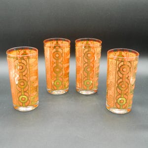 Georges Briard MCM Highball Glasses: Art Deco 22k Gold Set