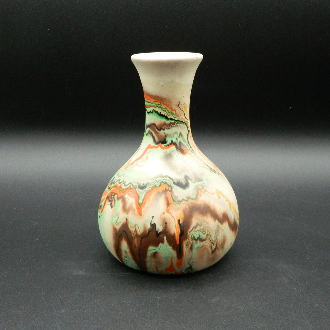 Nemadji Indian Pottery Native Clay Swirl Glaze Vase 6